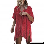 SUKEQ Bikini Cover Up Women’s Summer V-Neck Hollow-Out Swimsuit Swimwear Cover Up Knitted Beach Sunscreen Overall Mini Dress Red2019 B07PKSWLM8